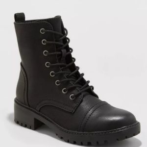 Black Combat Boots Booties Size 6.5